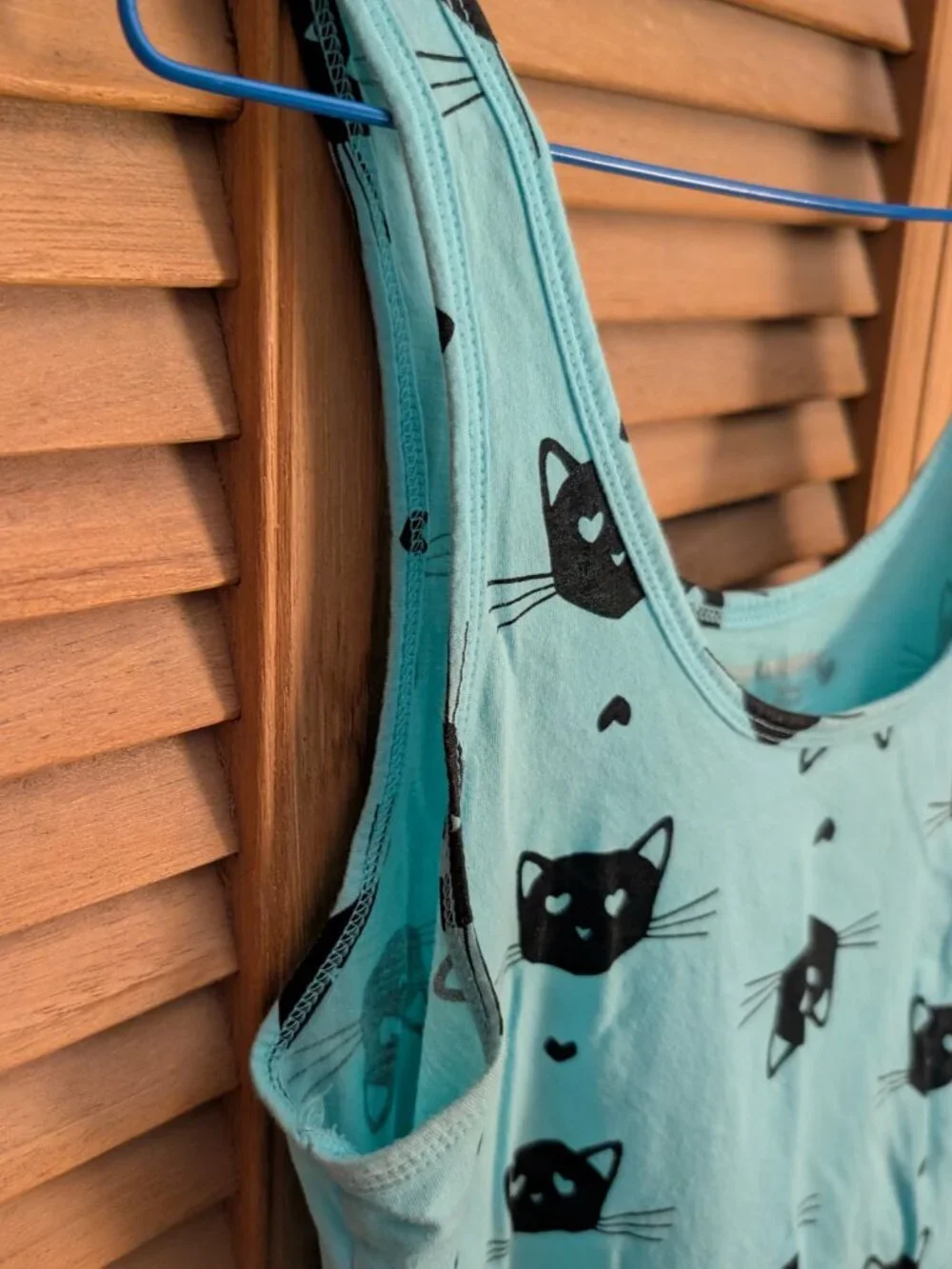 Women's No Boundaries Aqua Sleeveless Tank Top w/Black Cat Faces - Size XL